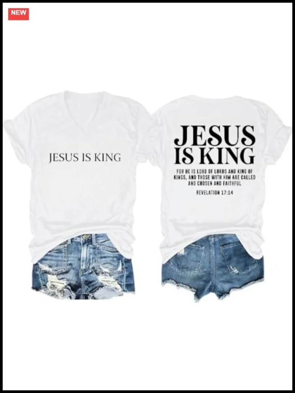 Faith T-Shirt V-Neck Cotton Inspirational Religious Tee Women